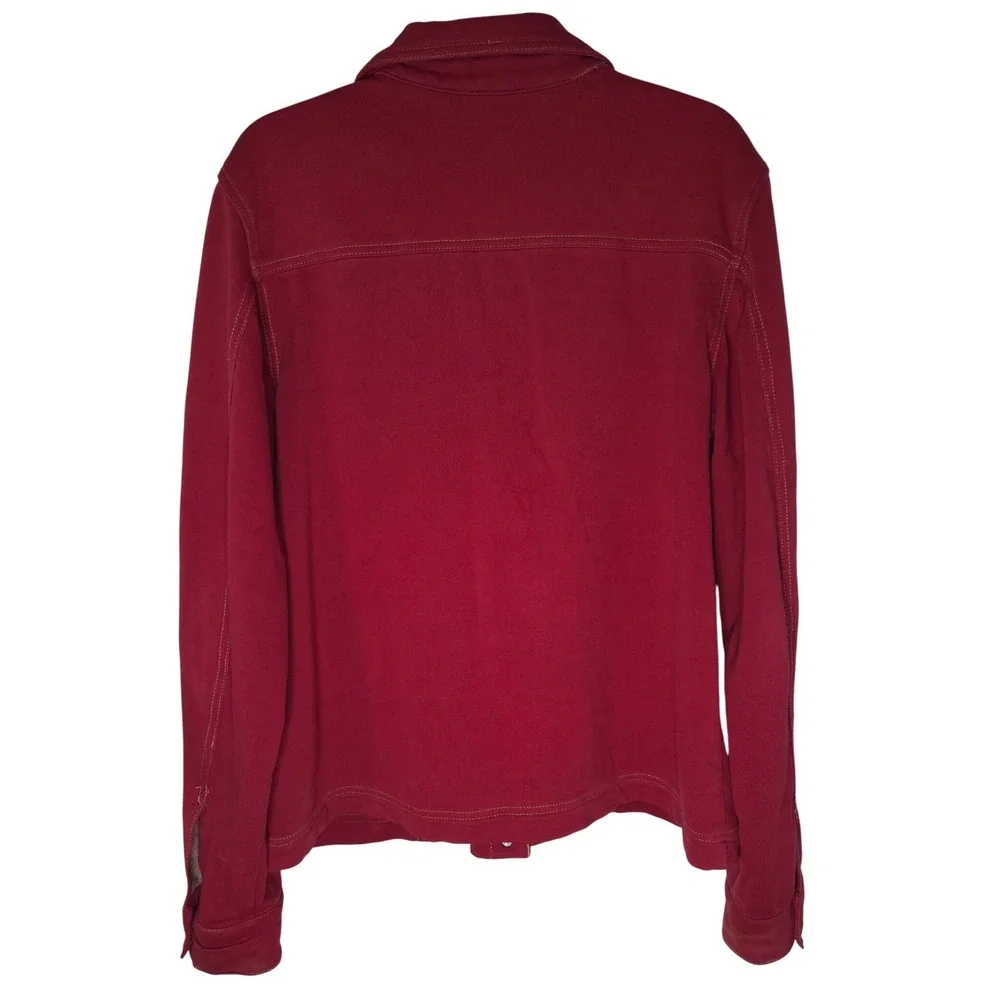 Coldwater Creek Womens Red Knit Button Front Trucker Jacket Large L - Picture 4 of 4